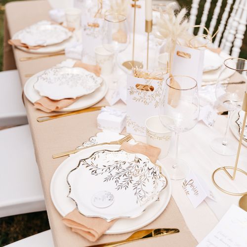 deco de table blanc et or