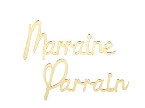 déco parrain et marraine en plexi Or
