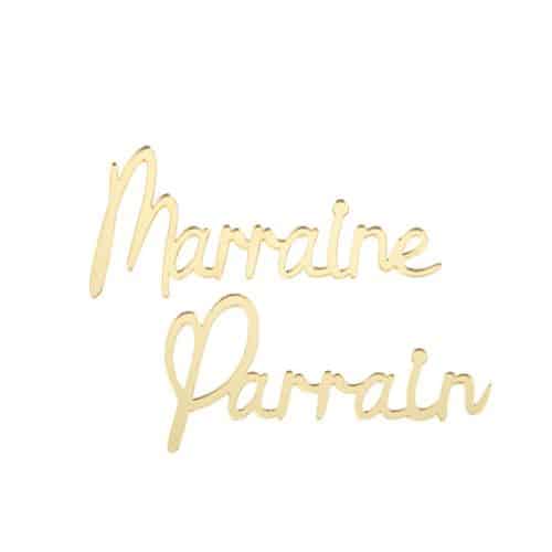 déco parrain et marraine en plexi Or
