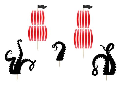 Pics Déco Gâteau- Pirate- Lot de 5