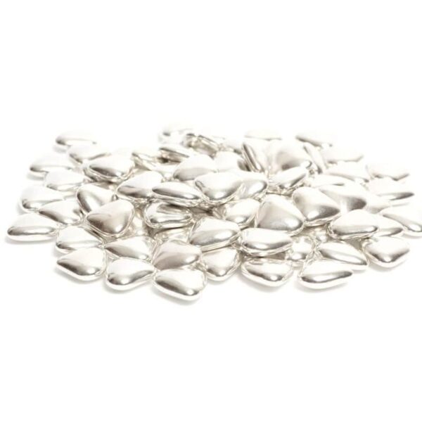 dragées petits coeur argenté