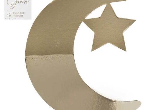Plateau lune et étoile doré aid Mubarak