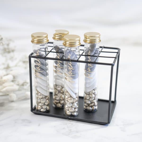 Eprouvette dragees bouchon or