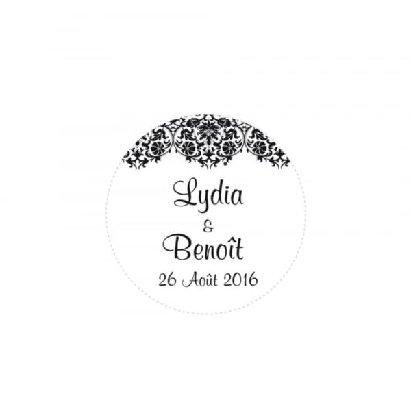 etiquette a dragees arabesque transparent noir