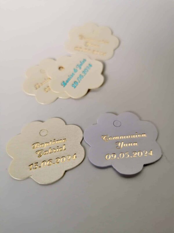 etiquette dragées fleur ivoire