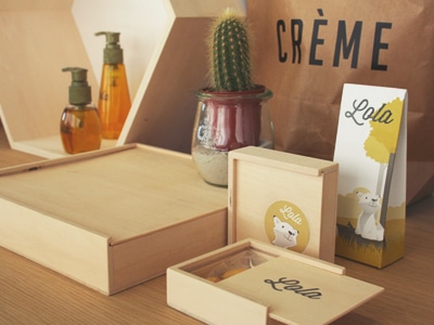 boite a dragees en bois coulissante