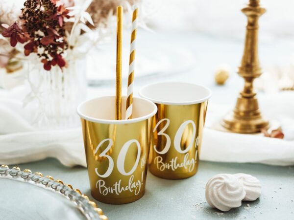 gobelet 30 ans blan et or deco anniversaire 30 ans