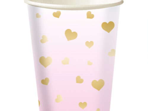 gobelet rose coeurs dorés