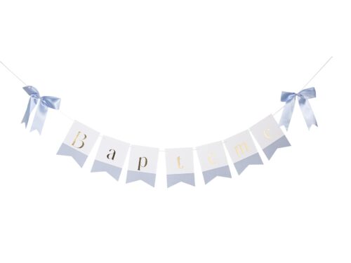 guirlande bapteme bleu blanc et or