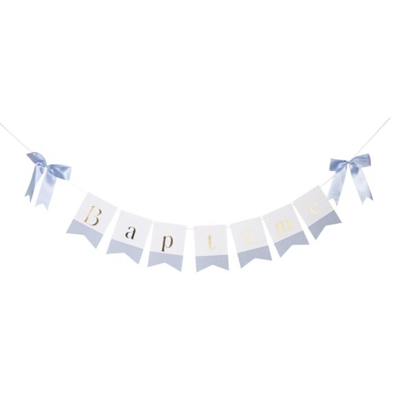 guirlande bapteme bleu blanc et or
