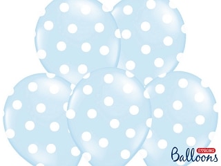 Ballons-Bleu ciel-Pois blancs-Lot de 6