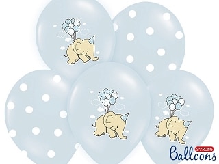 Ballons - Eléphant - Bleu/Pois - Lot de 6
