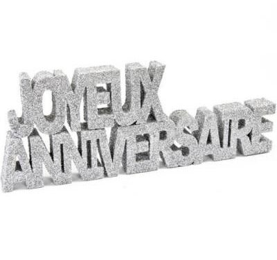 deco de table joyeux anniversaire argenté