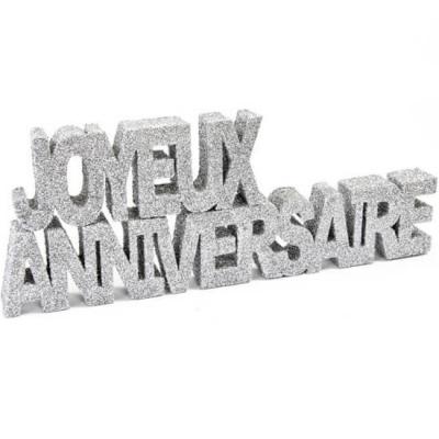 deco de table joyeux anniversaire argenté