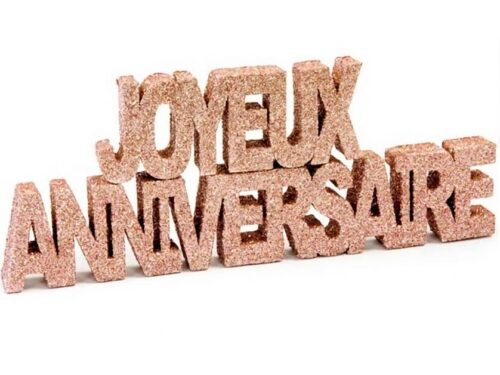 deco de table joyeux anniversaire rose gold