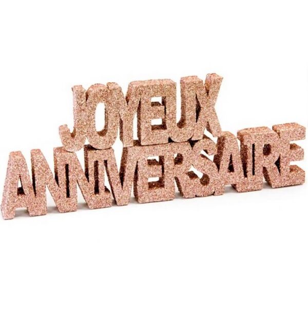 deco de table joyeux anniversaire rose gold