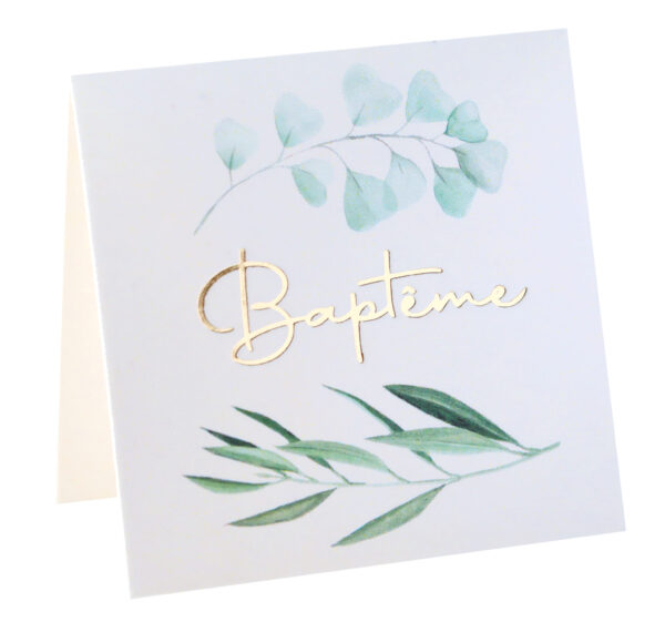 marque place bapteme vegetal et or