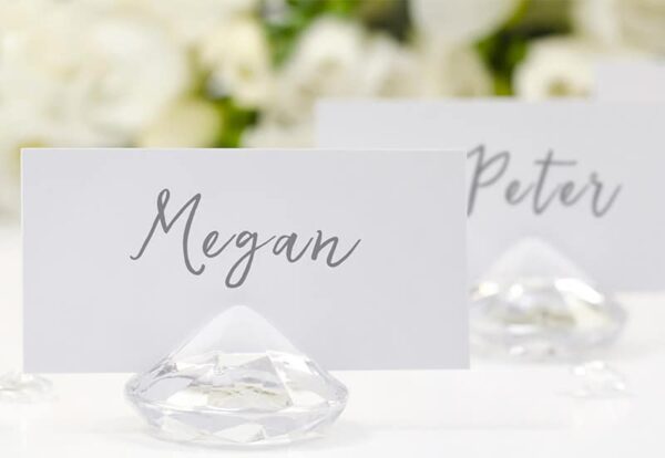 Support pour marque place- Diamant transparent - lot de 10