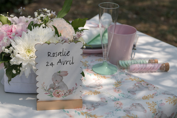 marque table lapin et fleur