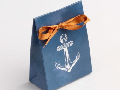 mini-pochon dragées ancre et coquillage theme mer