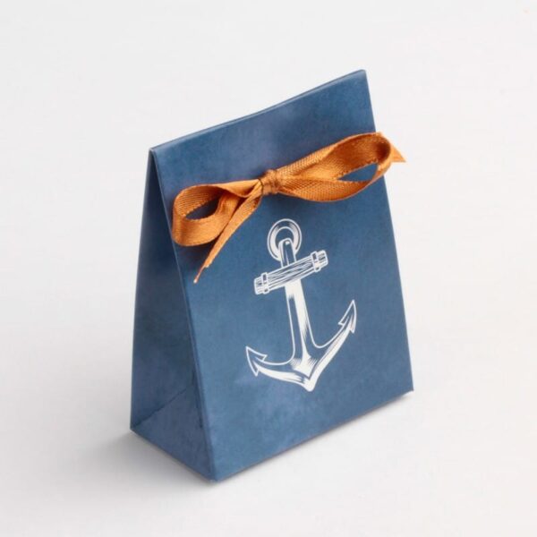 mini-pochon dragées ancre et coquillage theme mer