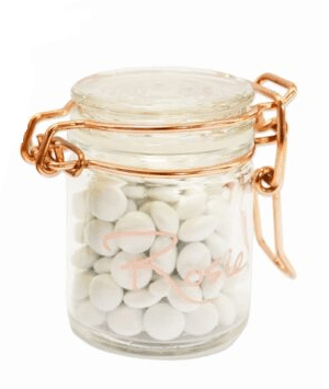Bocal à dragées en verre avec fermeture métallique - Rose Gold