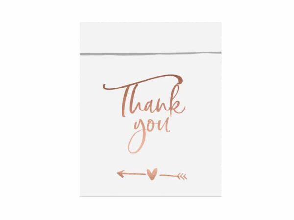 sac a dragees blanc et rose gold thank you