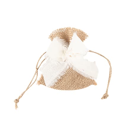 sachet dragées en jute et noeud en lin