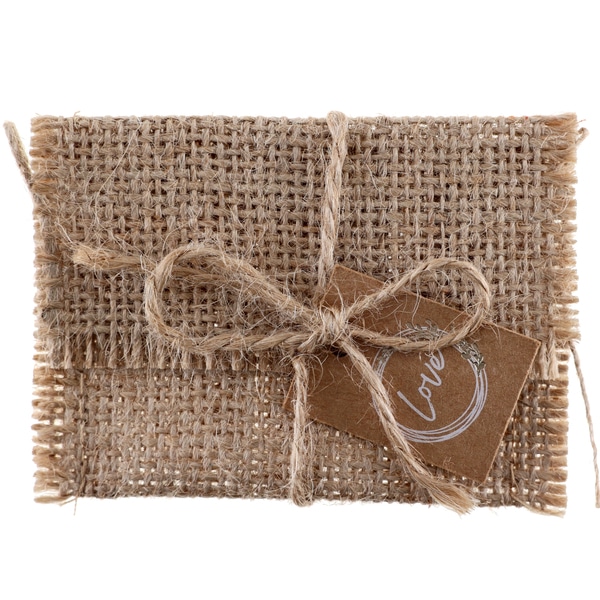 sac a dragées jute avec étiquette love