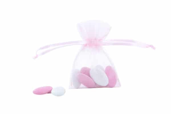 sac à dragées organza rose