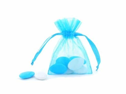 sac à dragées organza turquoise