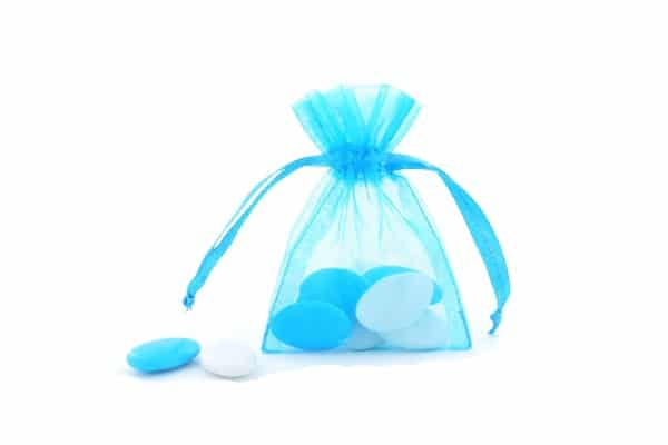 sac à dragées organza turquoise