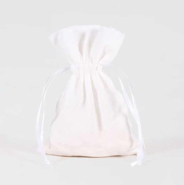 sac a dragees tissu blanc