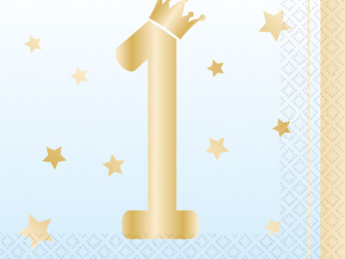 serviette anniversaire 1 an garçon bleu