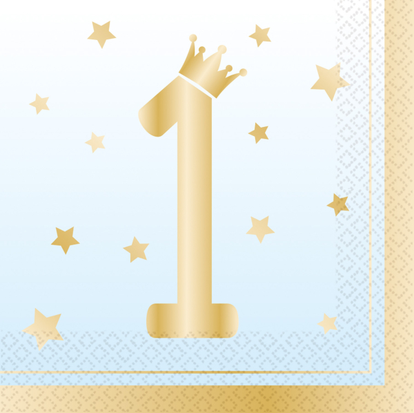 serviette anniversaire 1 an garçon bleu