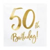 serviette anniversaire 50 ans balc et or
