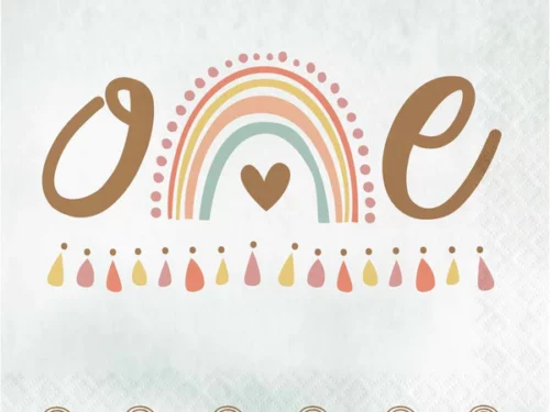 serviette anniversaire arc en ciel one