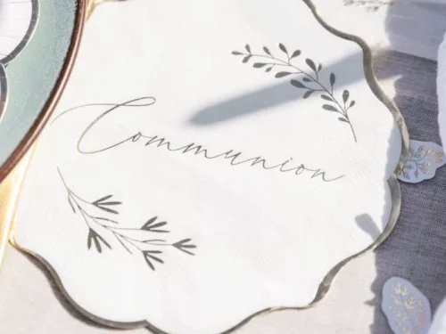 serviette communion blanc et or