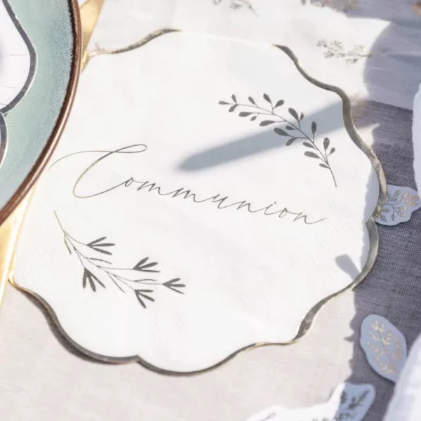 serviette communion blanc et or