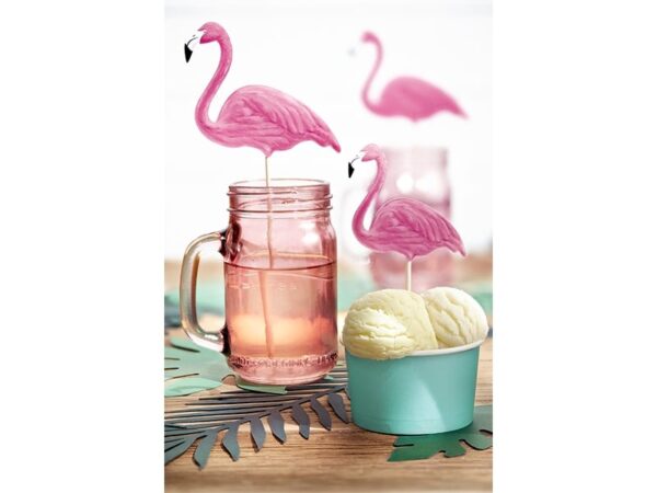 Piques Aloha flamands roses- Lot de 6