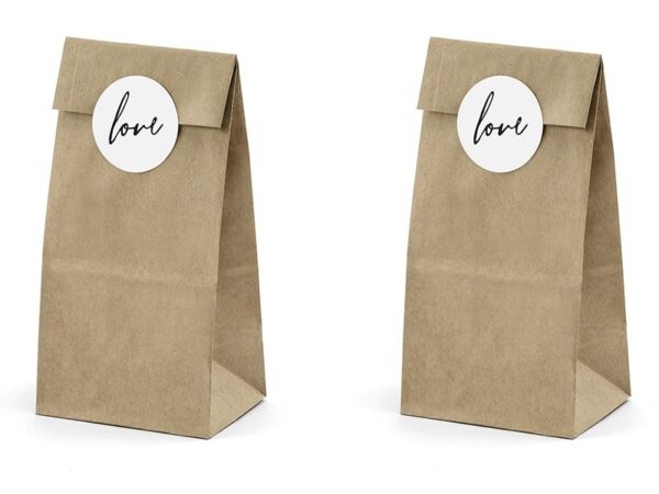 Sac à dragées kraft-Love-Lot de 6