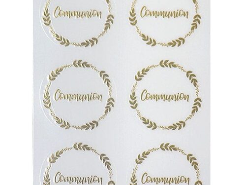 sticker- etiquette autocollante-communion-dore