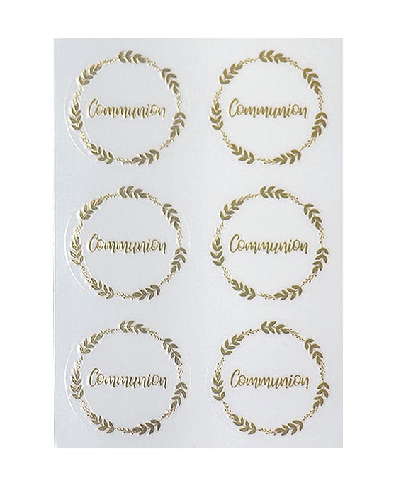 sticker- etiquette autocollante-communion-dore