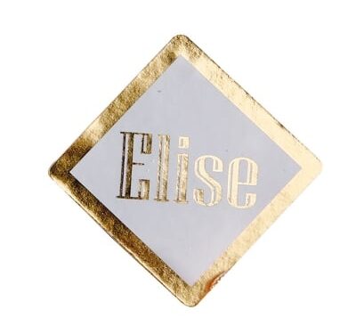 sticker blanc et or étiquette à dragées