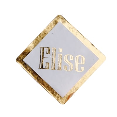 sticker blanc et or étiquette à dragées