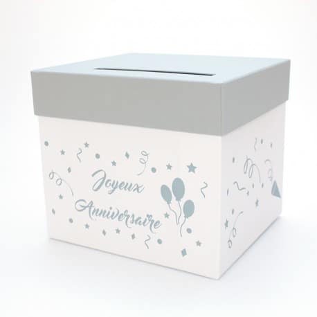 urne joyeux anniversaire blanc