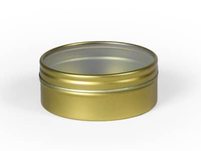 Boite à dragées  ronde en métal - Or - Avec fenêtre